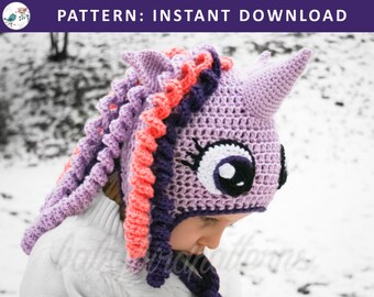 Twilight Sparkle Crochet Hat Pattern, My Little Pony (PDF Pattern)