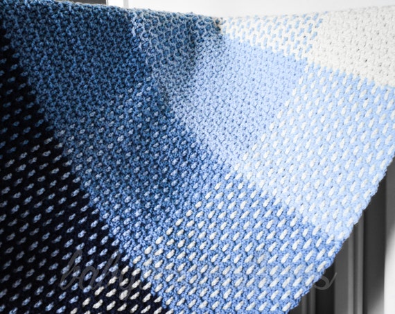 Little Boy Blue Crochet Ombre Baby Blanket Modern Plaid Etsy
