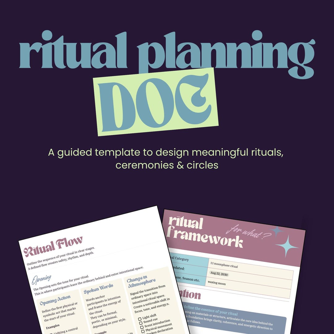 Planner Ritual Ritual Planning Framework, Ceremony Workshop Planning Workbook for ...
