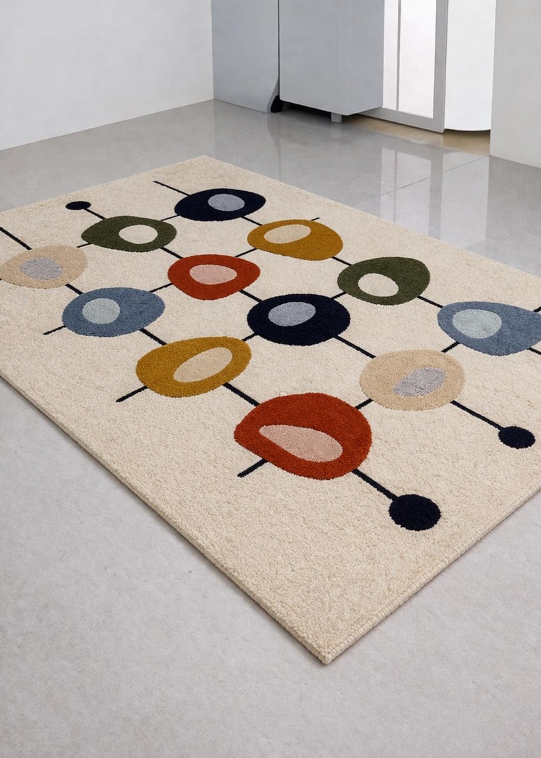 Hand Tufted Wool Rug, Mid Century Modern Abstract Geometric Carpet - Etsy