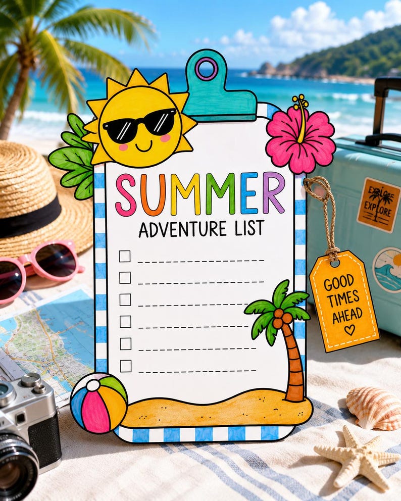 Summer Adventure List Printable for Kids, Summer Bucket List Checklist ...