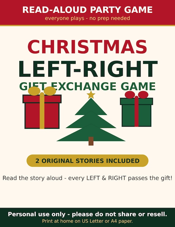 Left Right Christmas Game, Christmas Gift Exchange Game Printable, Pass the Gift Game, Holiday Party Games Christmas party game