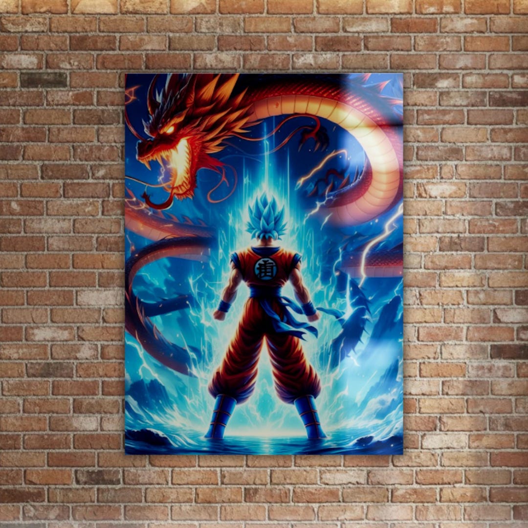 Dragon Ball Super Metal Poster, Super Saiyan Blue Goku Shenron Wall Art ...