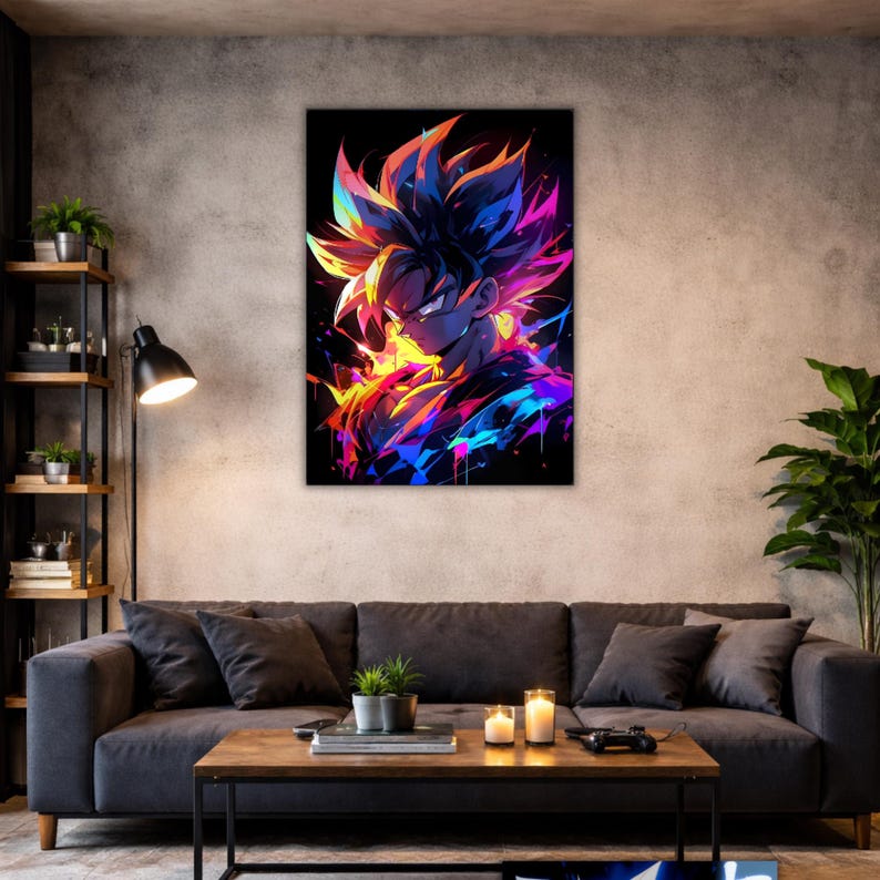 Goku Colorful Abstract Metal Wall Art, Dragon Ball Z Saiyan Decor ...