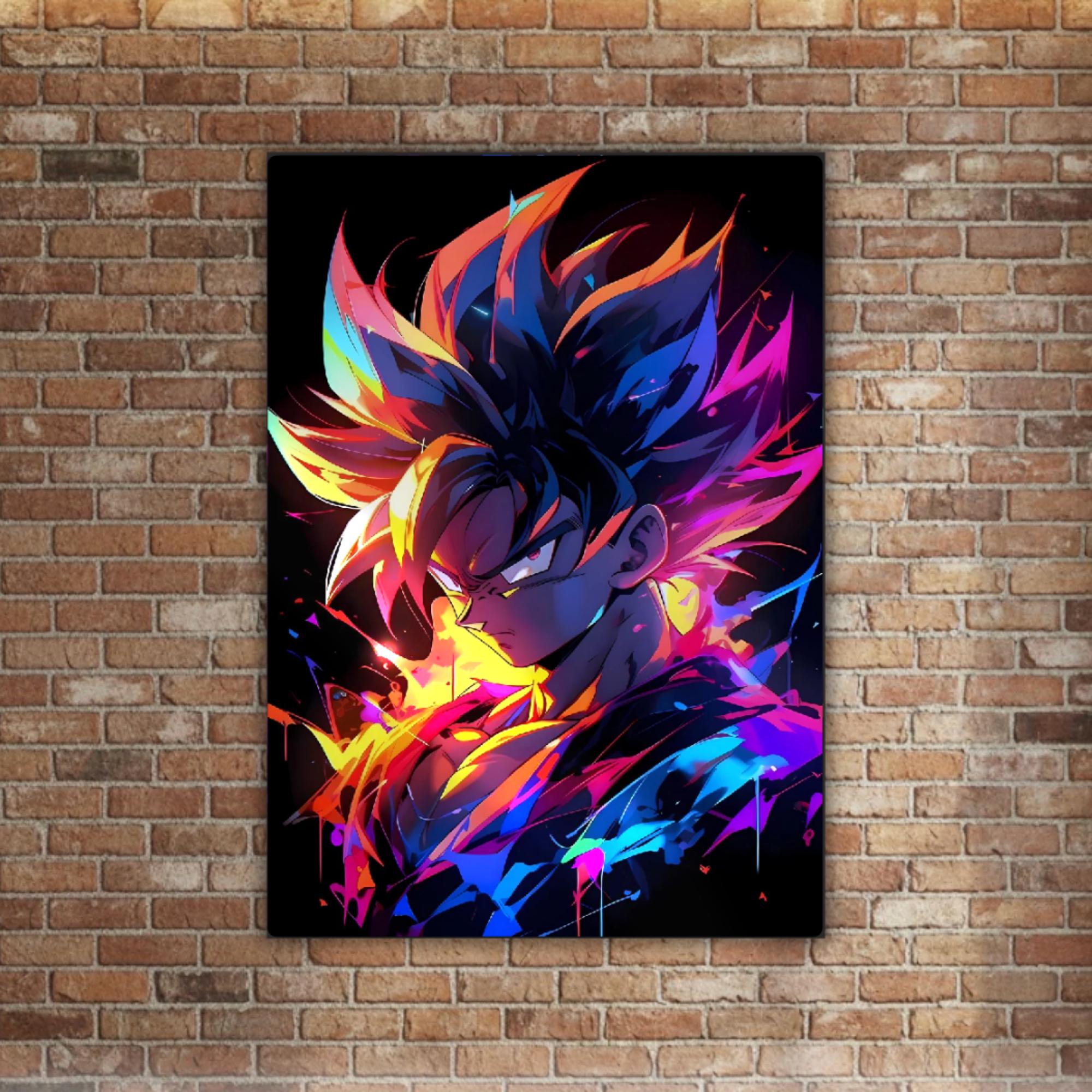 Goku Colorful Abstract Metal Wall Art, Dragon Ball Z Saiyan Decor ...