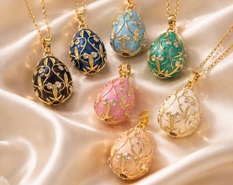 Pendentif Fabergé Générique Pendentif Oeuf Style Fabergé Ange Gardien Et Sa Bijou œuf Cristaux Plaqué Or