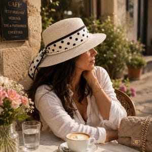Straw Polka Dot Hat - Etsy display picture 1