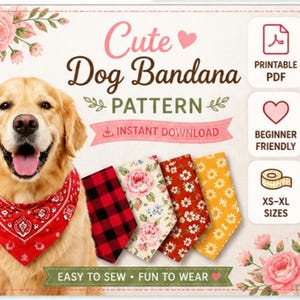Scrunchie Dog Bandana Sewing Pattern: Reversible DIY Pet Accessory (PDF Pattern)
