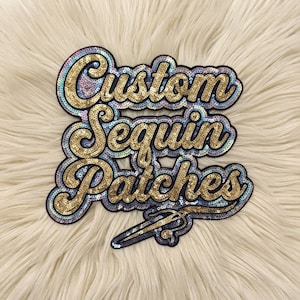 Custom Sequin Mascot Patch, Personalized Name Sequin Patch, Sparkly Logo Glitter Applique, Personalized Team Logo Patch for Jacket, hat, bag