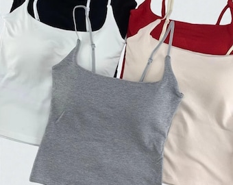 Débardeur soutien-gorge pour femme | Caraco à fines bretelles | Haut sans manches décontracté d'été de couleur unie