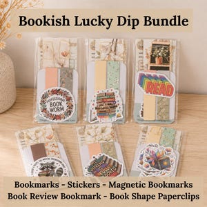 Bookish Lucky Dip Bundle, Mystery Reader Gift, Bookmarks, Stickers, Stationery