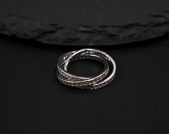 Triple Rolling Ring,Multi Band Rings,Silver Plated Stackable Rings,Anxiety Fidget Ring,Gifts For Her,Mother's Day Gift