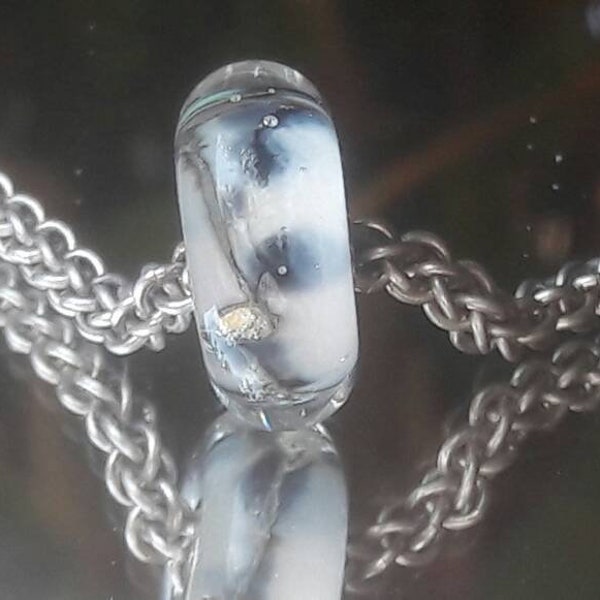 Delph - European Bead, Lampwork Glass Charm Bead -  big hole bead charm bracelets, Silver Core