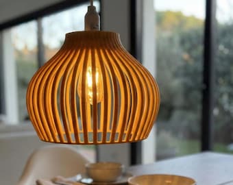 Parametric Ribbed Pendant Lamp Shade | Modern Hanging Ceiling Light