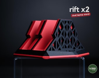 Rift X2 Dual Laptop Stand | Modern Vertical Laptop Holder | Minimalist Desk Organizer