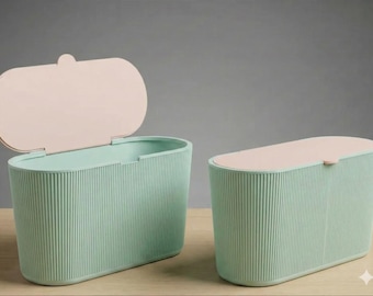 Minimalist Fluted Desktop Trash Can | Modern Desk Waste Bin | Scandinavian Tabletop Garbage Can