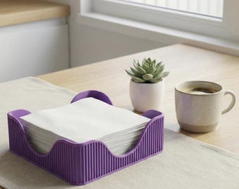 Modern Wavy Napkin Holder | Minimalist Napkin Dispenser | Ribbed Table Napkin Tray