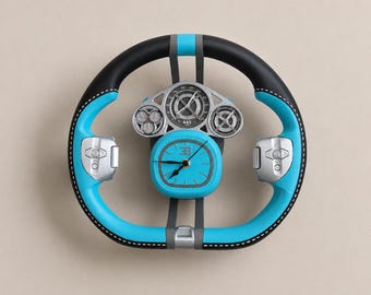 Reloj de pared inspirado en el volante del Bugatti Tourbillon / Reloj de superdeportivo / Decoración automotriz
