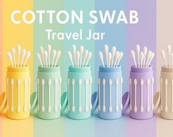 Cotton Swab Travel Jar | Minimal Bathroom Storage Container