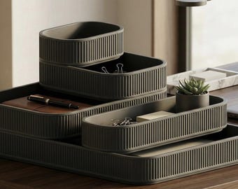 Premium Modular Stacking Desk Organizer Tray | Minimalist Storage System