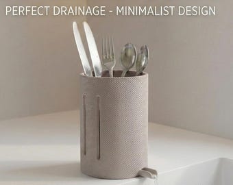 Self Draining Cutlery Holder | Modern Kitchen Utensil Drying Organizer