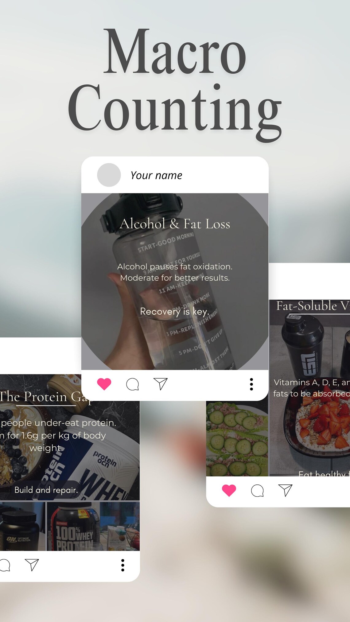 Luxury Macros Instagram Canva Templates, Aesthetic Nutrition Posts for ...