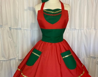 S/M- Elf Costume Apron "Dress" + hat