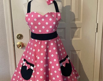 Maternity - Minnie costume apron dress and hair bow