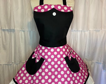L/XL- Minnie Mouse costume apron dress and hair bow