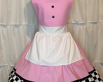 S/M- Diner costume apron dress