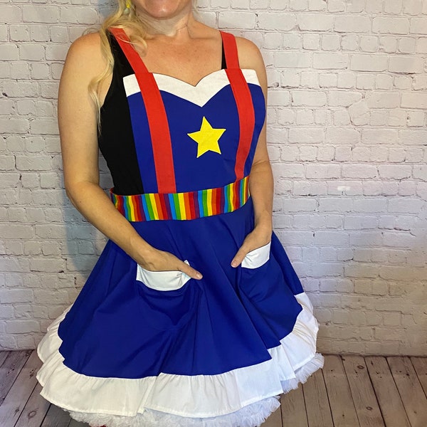 S/M- Rainbow Brite costume apron dress