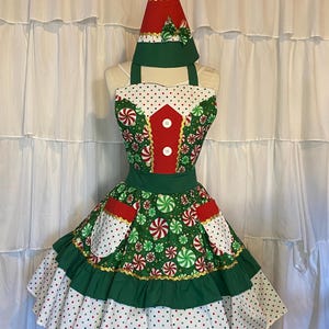 L/XL- Christmas Costume Apron &quot;Dress&quot; & Hat