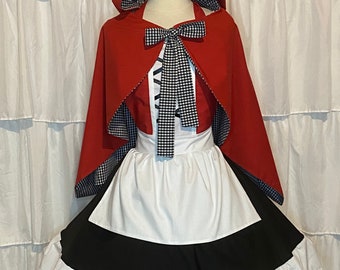 L/XL- ***NEW*** Red Riding Hood costume apron dress + Cape