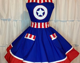 S/M- **NEW ** Captain America apron dress costume