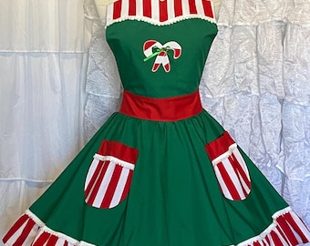S/M- Christmas costume apron dress (APRON ONLY- Hat sold separately)