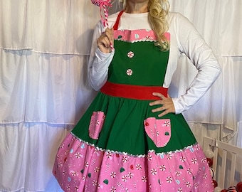 S/M- Pink Candy Costume Apron "Dress" + Hat