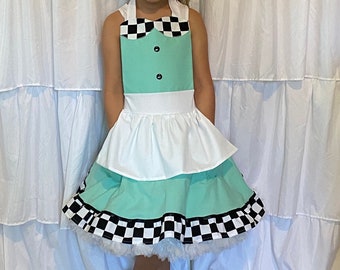 Kids Diner Style Teal Apron
