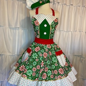 S/M- Peppermint costume apron dress + Hat