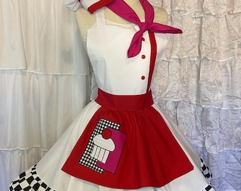 L/XL- Retro Style Costume Apron (3 piece set)