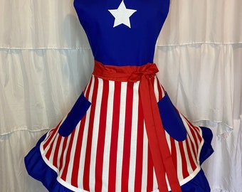 Adult Patriotic Traditional Style  Apron + Free gift w/purchase