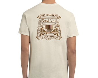 Maglietta vintage da uomo con scritta "Off Road 4x4", maglietta umoristica "Overland Humor", "Don't Follow Me You Won't Make It", regalo per amanti delle auto, abbigliamento da papà da trail