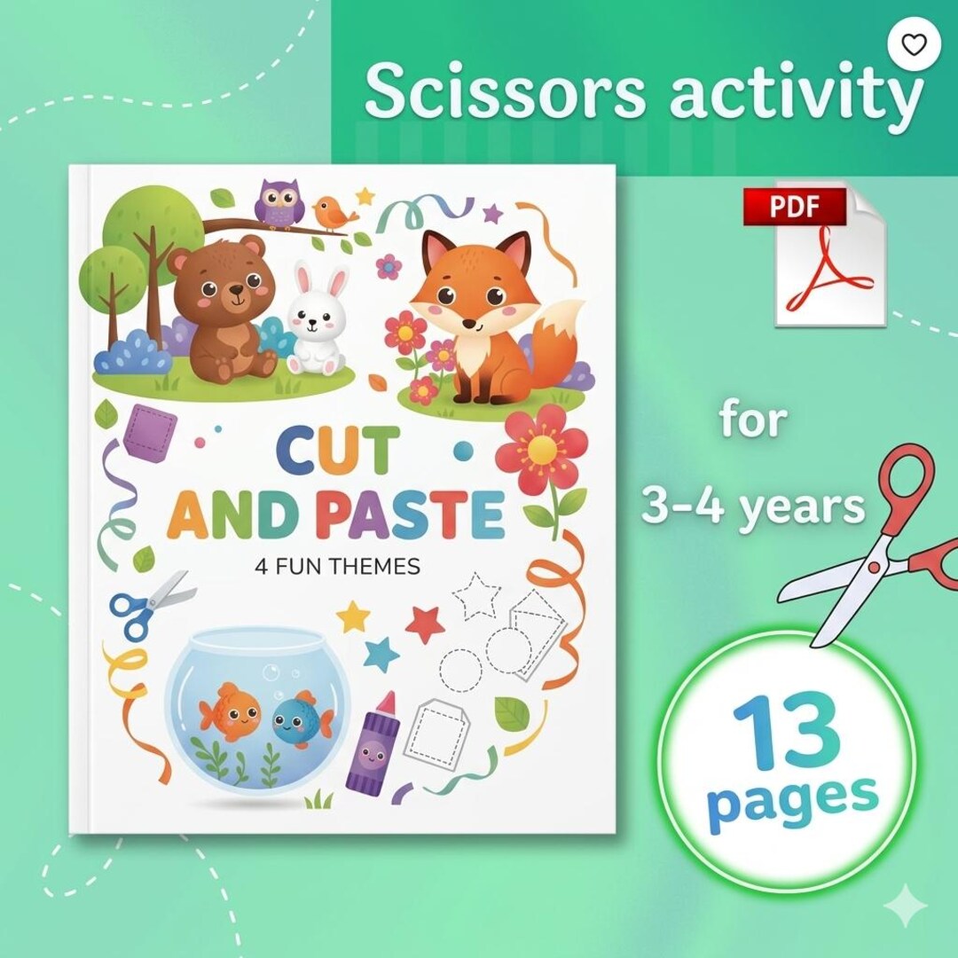 Toddler Scissor Skills Printable, Cut and Paste Activity, Preschool ...