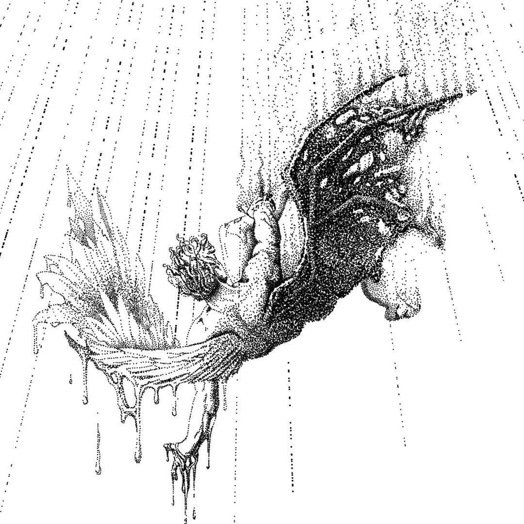 Icarus Falling Print | Fallen Angel Wall Art | Dark Academia Decor ...