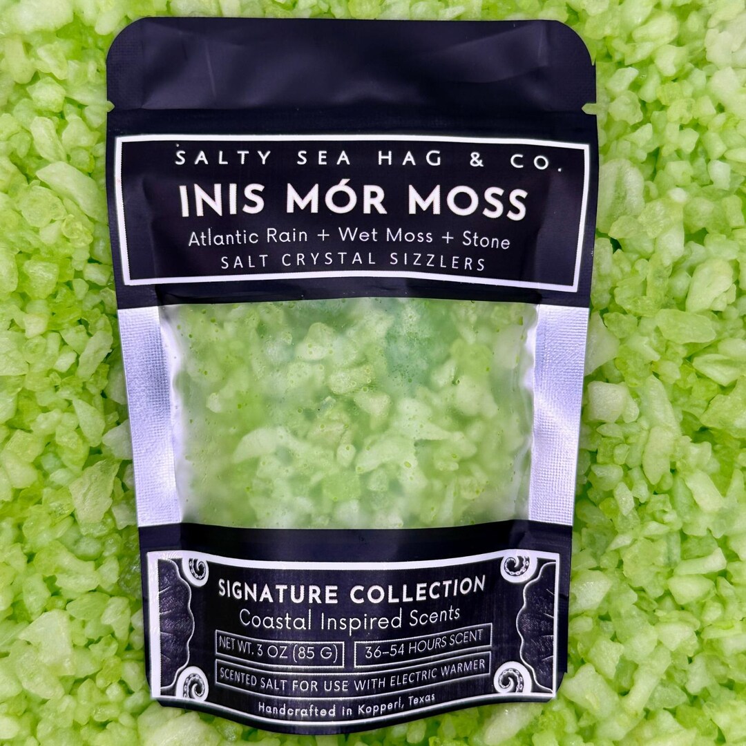 Mor Salt Inis Mór Moss Salt Crystal Sizzlers - Atlantic Rain + Wet Moss + Stone ...