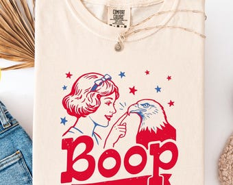 Boop Eagle T-shirt, t-shirt graphique vintage patriotique drôle fille Boop Eagle, chemise Amérique rétro 4 juillet, patriotique Boop l'aigle