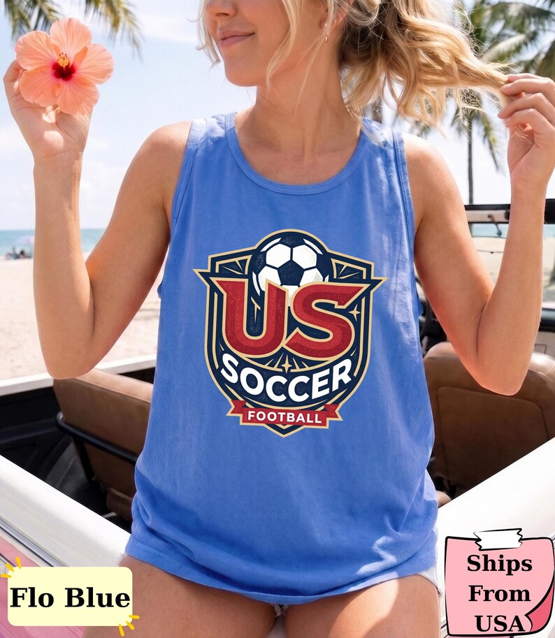 Retro USA Soccer Tank Top , USA Soccer Vintage Shirt, United States Football Tee, Soccer Fan Gift, US Soccer Gift image 8