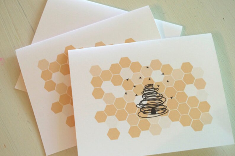 Honey Bee Stationery Set Bumble Bee and Honeycomb Note Cards | Etsy