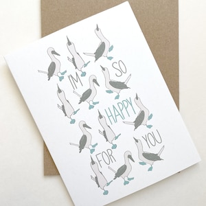 Blue Footed Booby Dance - I'm So Happy For You Notecard