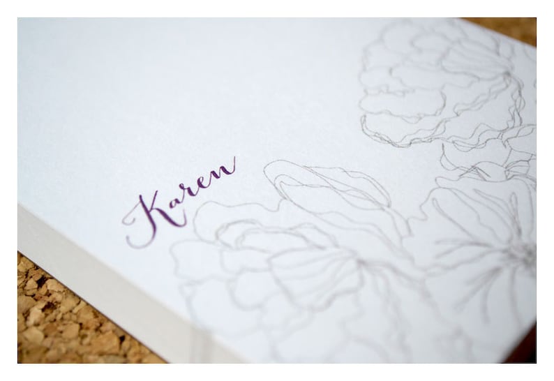 Personalized Note Pad Line Art Flowers Stationery Notepad Vintage Flower Note Pad Vintage Sketched Flowers Personalized Notepad