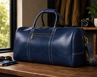 Handmade Genuine Leather Duffel Bag, Travel Weekender, Overnight Gym Bag